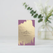 Carte De Visite Pinceau d'huile d'or violet Rose Code QR (Debout devant)