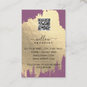 Carte De Visite Pinceau d'huile d'or violet Rose Code QR (Dos)