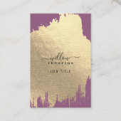 Carte De Visite Pinceau d'huile d'or violet Rose Code QR (Devant)