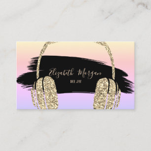 Carte De Visite Pinceau DJ tête de casque paillettes or élégant