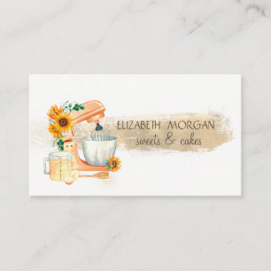 Carte De Visite Pinceau doré, mélangeur Tournesols Boulangerie