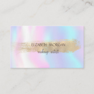 Carte De Visite Pinceau élégant en feuille d'or faux, holographiqu
