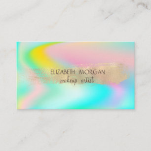 Carte De Visite Pinceau élégant en feuille d'or, ombre holographiq