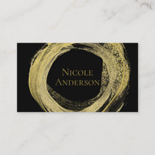 Carte De Visite Pinceau Moderne Or & Noir Élégant Glamour Chic