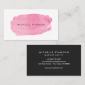 Carte De Visite Pinceau Rose Créatif Aquarelle Professionnel (Devant / Derrière)