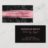 Carte De Visite Pinceau rose grippé Black Foil Leopard (Devant / Derrière)