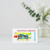 Carte De Visite Pinceaux Colorés Peinture Maison (Debout devant)
