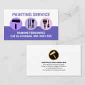 Carte De Visite Pinceaux de l'outil de peinture violet monochrome (Devant / Derrière)