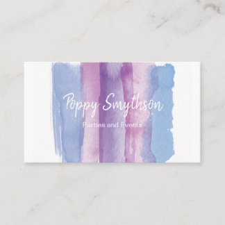 Carte De Visite Pinceaux de pinceau violet et bleu aquarelle