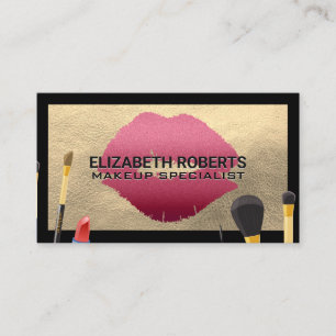 Carte De Visite Pinceaux Maquillage   Cuir   Lipstick Kiss