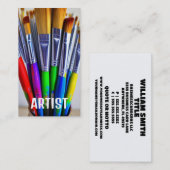 Carte De Visite Pinceaux Peinture Artiste (Devant / Derrière)