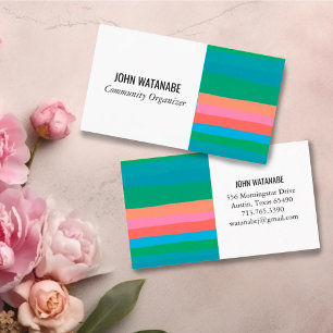 Carte De Visite Pinces minimalistes rose vert fait main