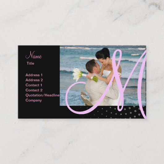 Carte De Visite pincture tramé de monogramme minniemay, noir+rose (Devant)