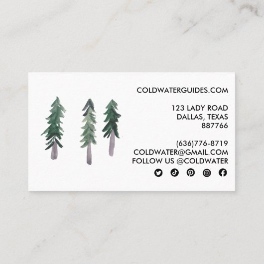 Carte De Visite Pine Trees Camp extérieur Randonnée Aventure Botan (Dos)