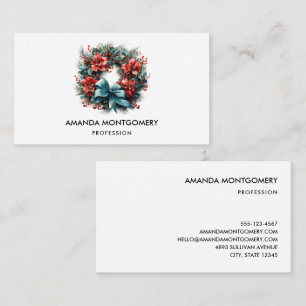 Carte De Visite Pine Wreath avec Holly Christmas
