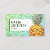 Carte De Visite Pineapple Tropical Faux Vert Pailleté Moderne (Devant)