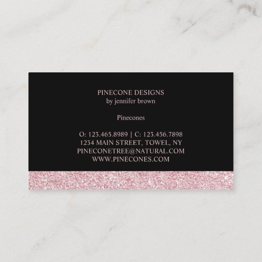 Carte De Visite Pinecone rose étincelant (Dos)