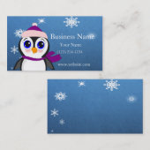 Carte De Visite Pingouin adorable de bande dessinée avec l'écharpe (Devant / Derrière)