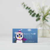 Carte De Visite Pingouin adorable de bande dessinée avec l'écharpe (Debout devant)