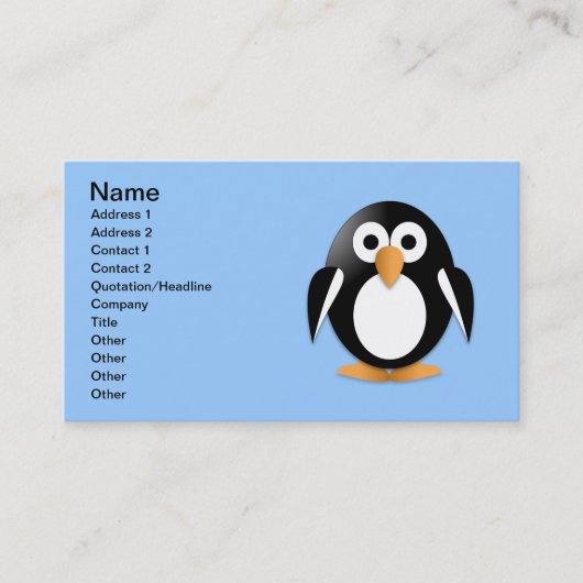 Carte De Visite Pingouin drôle (Devant)
