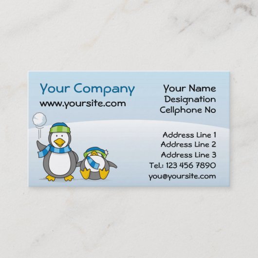 Carte De Visite Pingouins à neige (Devant)