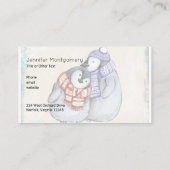 Carte De Visite Pingouins mignons en Écharpe d'hiver et Casquette (Dos)