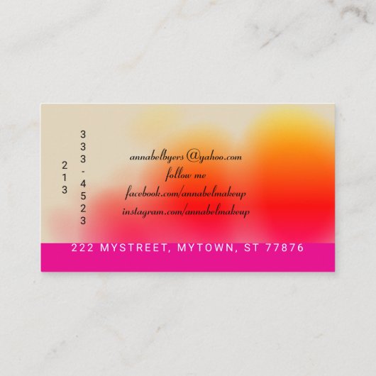 Carte De Visite Pink à rouge brillant d'art mélangé (Dos)