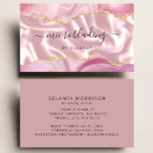 Carte De Visite Pink Agate Gold Glitter Luxury Microblading