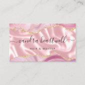 Carte De Visite Pink Agate Gold Glitter Luxury Stylist (Devant)