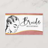 Carte De Visite Pink and Gold Moderne Hair Braiing Salon Business (Devant)