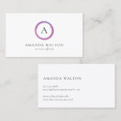 Carte De Visite Pink and Purple Monogram Modern (Devant / Derrière)