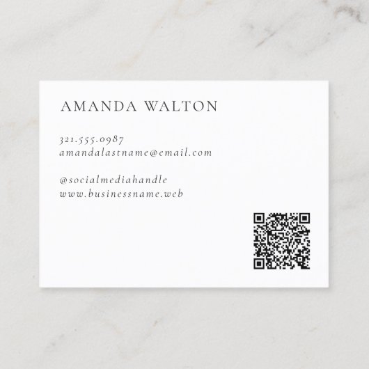 Carte De Visite Pink and Purple Monogram QR Code Modern (Dos)