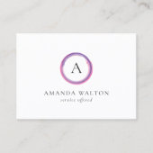 Carte De Visite Pink and Purple Monogram QR Code Modern (Devant)