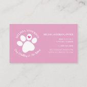 Carte De Visite Pink Animal Animal Chien Chat Coeur Paw Personnali (Dos)