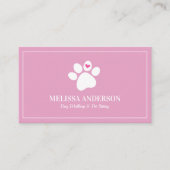 Carte De Visite Pink Animal Animal Chien Chat Coeur Paw Personnali (Devant)