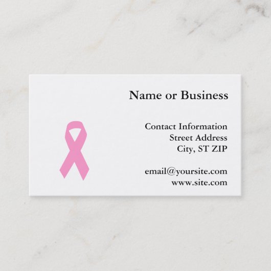 Carte De Visite Pink Aware Ribbon (Devant)