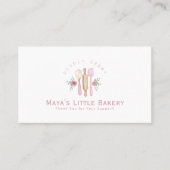 Carte De Visite Pink Baking Utensils Watercolor Bakery Loyalty (Devant)