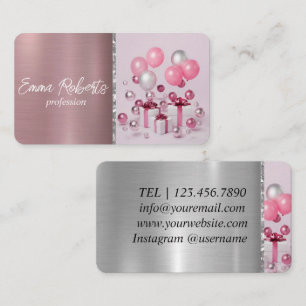 Carte De Visite Pink Balloons Événement Fête Anniversaire Planific