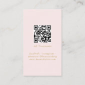 Carte De Visite Pink & Beige-Gold Minimal Élégant, Salon QR Code