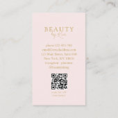 Carte De Visite Pink & Beige-Gold  Minimal Salon QR Code Loyalty (Dos)