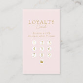 Carte De Visite Pink & Beige-Gold  Minimal Salon QR Code Loyalty (Devant)