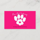 Carte De Visite Pink Black Animal Sitter Social Media Chien Chat P (Dos)