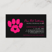 Carte De Visite Pink Black Animal Sitter Social Media Chien Chat P (Devant)