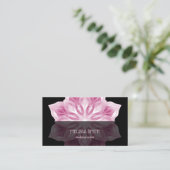 Carte De Visite Pink Black Floral Mandala (Debout devant)