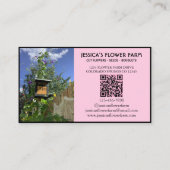 Carte De Visite Pink & Black QR Code Professional 2 Photo Floral (Dos)