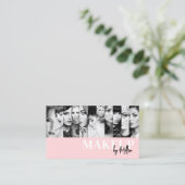 Carte De Visite Pink Black Script Photo Makeup (Debout devant)