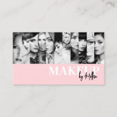 Carte De Visite Pink Black Script Photo Makeup (Devant)