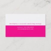 Carte De Visite Pink Blanc Moderne Pro Marketing Consultant (Dos)