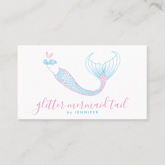 Carte De Visite Pink Blue Aqua Tail Mermaid (Devant)