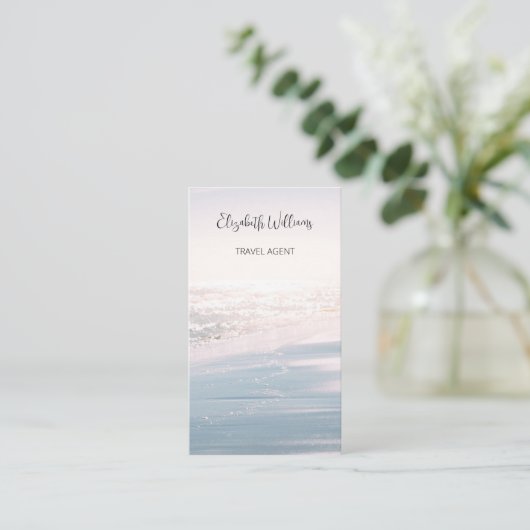 Carte De Visite Pink Blue Ocean Light | Code QR (Debout devant)